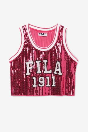 FILA Kiki Glam Crop Jersey Shirts Red,Womens Clothing | CA.TOUFIX420